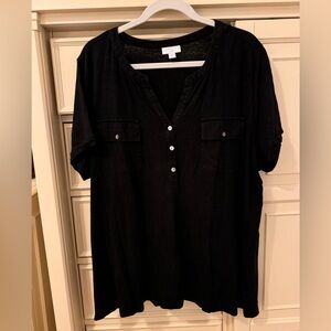 J. Jill Black Button-Front Top